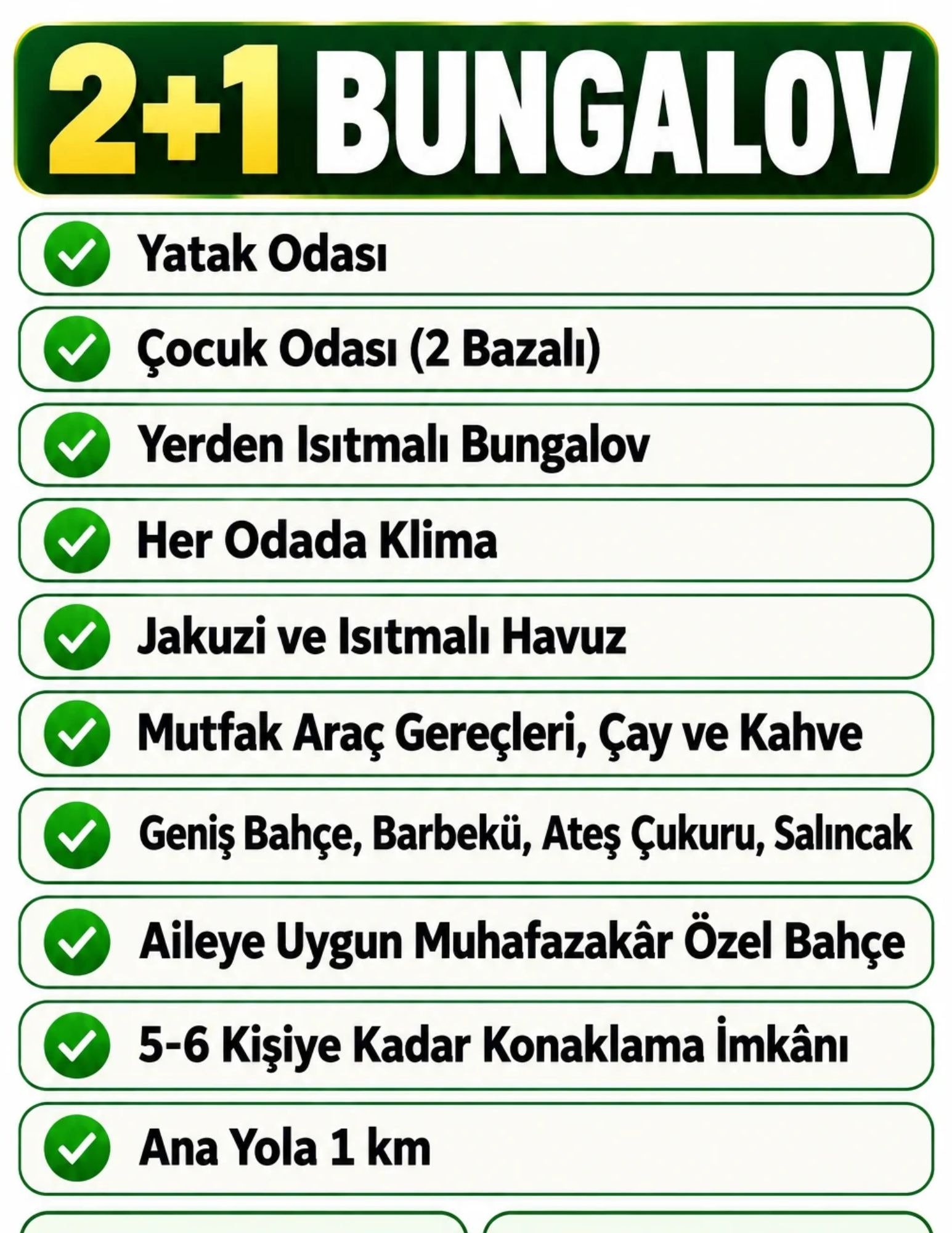 Sapanca 2+1 Bungalov: Aileler İçin Geniş ve Kullanışlı Konaklama